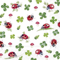 Lot de 4 serviettes en papier découpage collage 33 cm COCCINELLE TREFLE A 208