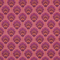 Tissu Coton enduit Art déco sur fond Rose