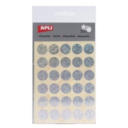 Apli Agipa - Gommettes rondes Ø 20 mm Holographique Argenté x 90