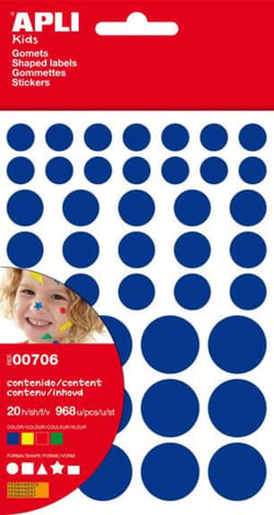 Gommettes formes géométriques permanentes jaune, bleu, rouge et vert 20 feuilles