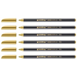 Lot de 6 feutres de coloriage métalliques - EDDING - Pointe ronde 1-3 mm - Or Métallisé