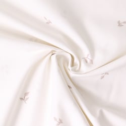 Tissu Popeline de Coton  feuilles Elia sur fond Ecru