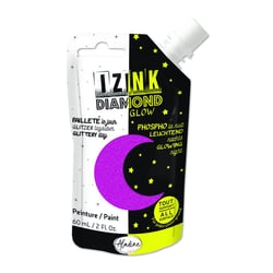 Peinture tous supports - Pailletée et phosphorescente - Rose - 60ml - IZINK - Diamond glow