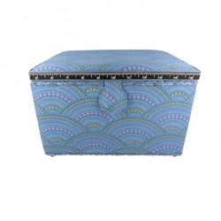 Boîte couture 21cmx28cmx19cm éventails bleus