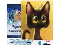 Diamond Painting Broderie Diamant Figured’Art 40x50cm toile tendue sur châssis en bois - diamants carrés - Chat étonné