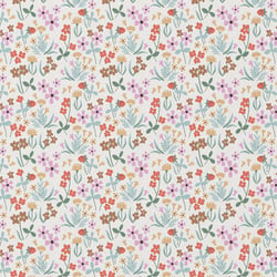 Tissu Coton imprimé Arty Mathilde Fleuris sur fond Blanc