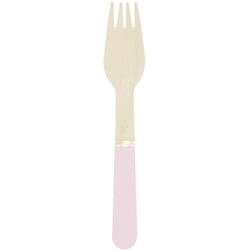 8 Fourchettes en Bois Rose Pastel
