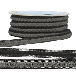 Bobine 20m Galon robe bicolore Gris fcé/noir 14mm