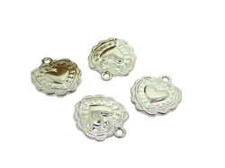 4 Breloques coeur 18*16mm argent platine