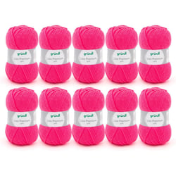 10 pelotes de laine - Rose fluo - 30 - 100% acrylique - 3,5/4,5 mm - Gründl - Lisa Premium