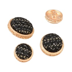 Lot de 3 boutons rond bijou couvert noir