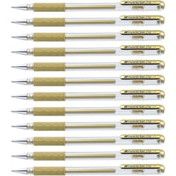 Lot de 12 Stylos roller à encre Hybrid Gle Grip Metallic K118, Or