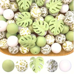 Ensemble de 25 perles en silicone fabrication bijoux fantaisies, attache tétine FEUILLE FEUILLAGE 444334