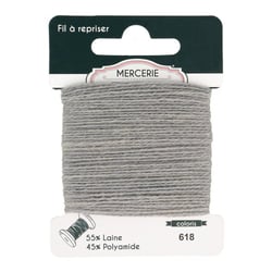 Fil à repriser laine 15m gris