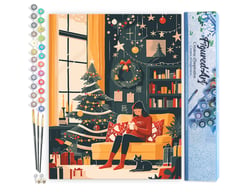 Peinture par Numéro Figured'Art - Soirée de Noël Conviviale - Kit de Loisir Créatif DIY Numéro d'Art Complet - 40x50cm sans châssis en bois