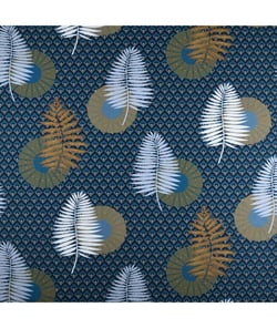 Tissu coton feuilles d'automne de 150 cm de largeur Bleu vendu par 50 cm