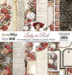 Pochette de 12 feuilles Lady in red Scrapboys