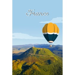 Tableau sur toile illustration montgolfière 30x45 cm