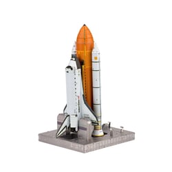 MetalEarth: ICONX - KIT DE LANCEMENT DE LA NAVETTE SPATIALE 9x10,49x17,02cm, maquette 3D en métal avec  3 feuilles, en boîte 13,5x22x2cm, 14+
