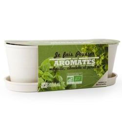 Jardinière en bambou aromates bio - Radis et Capucine