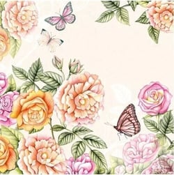 Lot de 4 serviettes en papier découpage collage 33 cm JARDIN BOTANIQUE F 410