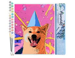 Peinture par Numéro Figured'Art - Chien souriant pop art - Kit de Loisir Créatif DIY Numéro d'Art Complet - 40x50cm sans châssis en bois