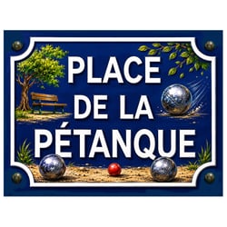 Plaque Métal Place de la Pétanque Déco Bouliste L20