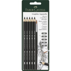 Crayon aquarellable - FABER-CASTELL - Lot de 5 crayons graphite aquarelle avec pinceau