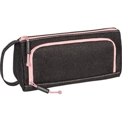 Grande trousse scolaire - Avec compartiments - Noir paillettes - Motifs jungle - Brunnen