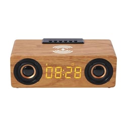 Enceinte Bluetooth Bois Multifonction Recharge Sans Fil Alarme 6W Jaune YONIS