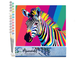 Peinture par Numéro Figured'Art - Rayure de zèbre Pop Art - Kit de Loisir Créatif DIY Numéro d'Art Complet - 40x50cm sans châssis en bois