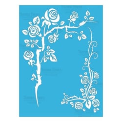 Pochoir plastique souple réutilisable 18,5 x 14,5 cm Fabrika Decoru BRANCHE DE ROSES 108