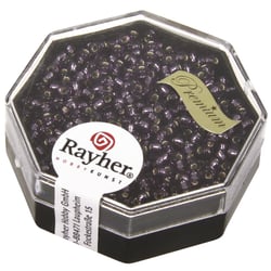 Premium - rocailles, 2,2 mm ø, violet, boîte 12 g, avec garniture d'argent