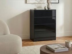 Commode Noire en MDF à 5 Tiroirs Meuble de Rangement Style Scandinave