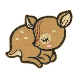 Ecusson thermocollant animal endormi tissu bio faon 5cm x 4cm
