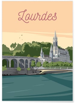 Affiche ville Lourdes | A3 : 29,7x42cm