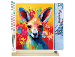 Peinture par Numéro Figured'Art - Kangourou Coloré Abstrait - Kit de Loisir Créatif DIY Numéro d'Art Complet - 40x50cm toile roulée + châssis en bois à monter