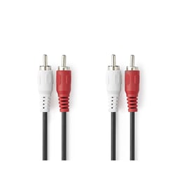 Nedis Câble Audio Stéréo 2 RCA Mâle vers Mâle 10m Connexion Stable Noir