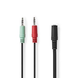 Nedis Câble répartiteur audio jack spilt stéréo 20 cm 2 connecteurs d'entrée Noir