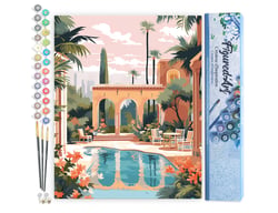 Peinture par Numéro Figured'Art - Villa luxeuse à Marrakech - Kit de Loisir Créatif DIY Numéro d'Art Complet - 40x50cm sans châssis en bois