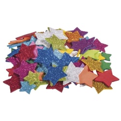 Caoutchouc mousse Etoiles Paillettes, 2+, autocollant, 100 pces