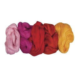 Laine vierge Laine cardée , Mélange d'été, 5 couleurs à 25g, sachet 125g