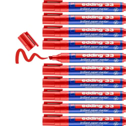 Lot de 10 Marqueurs permanents EDDING - Encre brillante rouge - Pointe 1-5 mm