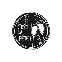 Woodies stamp invitation champagne "c'est la fête"
