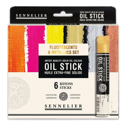 Huile stick - Extra-fine - Solide - Sennelier - 6 couleurs fluo et métalliques