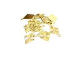 10 Petites breloques fines losange strié 13*8mm laiton plaqué or 24k