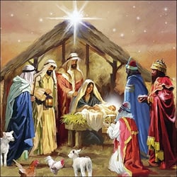 Lot de 4 serviettes en papier découpage collage 33 cm CRECHE DE NOEL NO 105