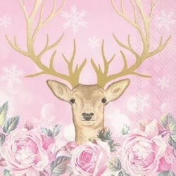 Lot de 4 serviettes en papier découpage collage 33 cm DAIN FLEUR ROSE A 817