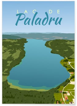 Affiche illustration Lac de Paladru | A3 : 29,7x42cm