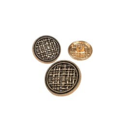 Boutons métal motif tissage or antique